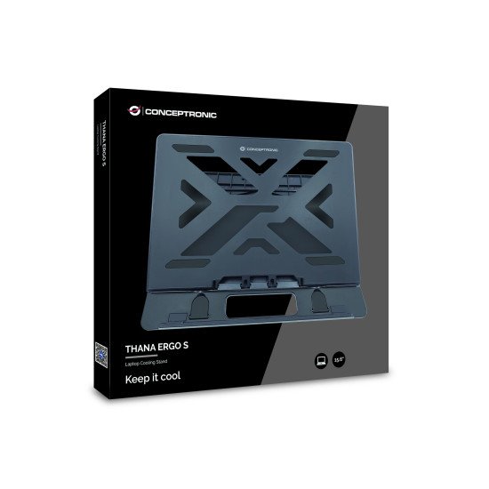 Conceptronic ERGO Laptop Cooling Stand Supports de Laptop Noir 39,6 cm (15.6")