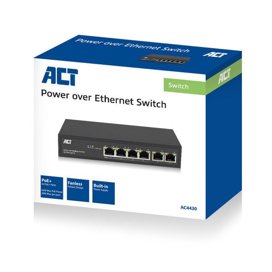 ACT AC4430 commutateur réseau Géré Fast Ethernet (10/100) Connexion Ethernet, supportant l'alimentation via ce port (PoE) Noir