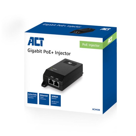 ACT AC4438 adaptateur et injecteur PoE Gigabit Ethernet 30 V