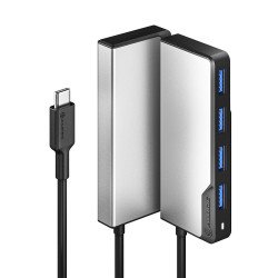 ALOGIC UCFUUA-SGR hub & concentrateur USB 3.2 Gen 1 (3.1 Gen 1) Type-C 5000 Mbit/s Noir, Argent