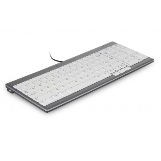 BakkerElkhuizen UltraBoard 960 Standard Compact clavier USB AZERTY Belge Gris, Blanc