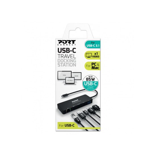 Port Designs 901909 station d'accueil USB 3.2 Gen 1 (3.1 Gen 1) Type-C Noir