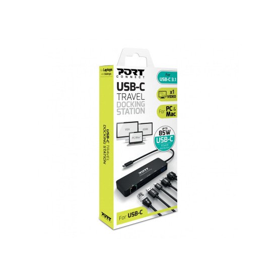 Port Designs 901909 station d'accueil USB 3.2 Gen 1 (3.1 Gen 1) Type-C Noir