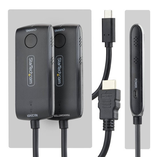StarTech.com Extension Sans Fil USB-C vers HDMI pour Salles de Réunion et Espaces de Travail Collaboratifs, 4K 60Hz, Portée de 20m, Alimentation par USB, Kit Émetteur-Récepteur Plug-and-Play
