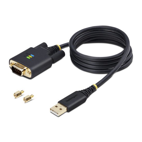 StarTech.com Câble USB-Série de 1m - Rétention COM, Vis/Écrous Interchangeables, Adaptateur USB vers DB9 RS232, Convertisseur USB RS232, Circuit Intégré FTDI, Protection ESD, Windows/macOS/Linux