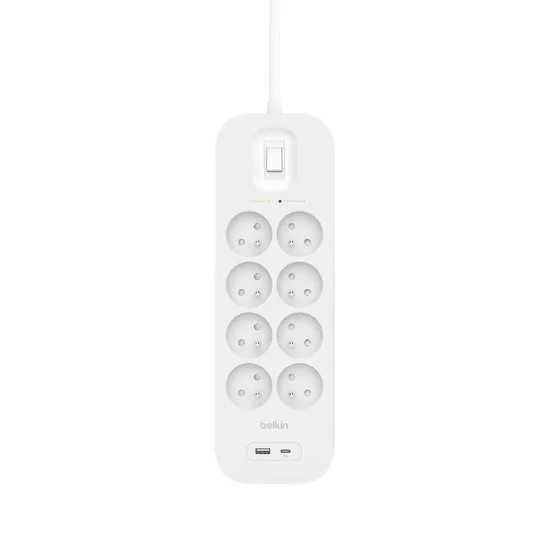 Belkin SRB003CA2M protection surtension Blanc 8 sortie(s) CA 2 m