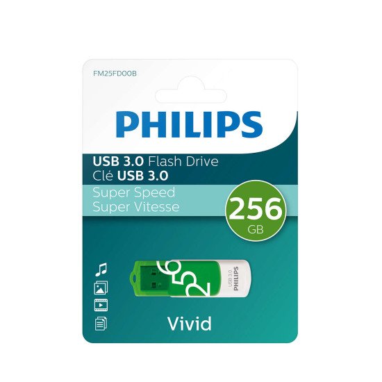 Philips FM25FD00B/00 lecteur USB flash 256 Go USB Type-A 3.2 Gen 1 (3.1 Gen 1) Vert, Blanc