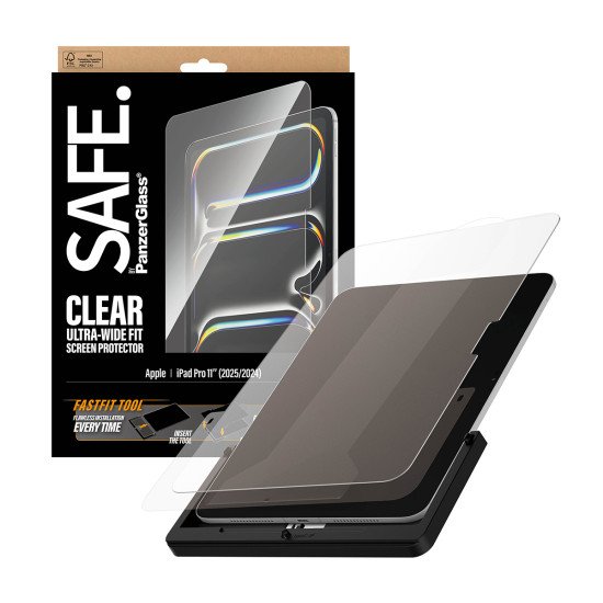 PanzerGlass SAFE. by ® Screen Protector iPad Pro 11" (2024-2025) | Ultra-Wide Fit w. Fastfit tool Protection d'écran transparent Apple 1 pièce(s)