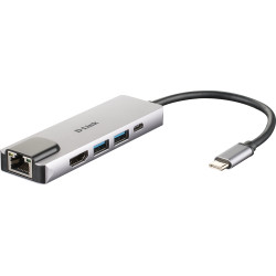 D-Link DUB-M520 station d'accueil Avec fil USB 3.2 Gen 1 (3.1 Gen 1) Type-C Aluminium, Noir