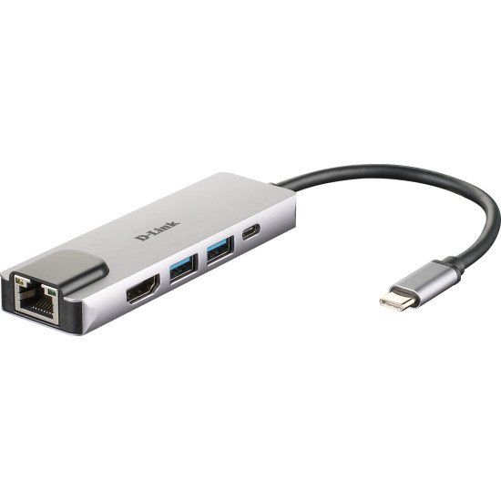 D-Link DUB-M520 station d'accueil Avec fil USB 3.2 Gen 1 (3.1 Gen 1) Type-C Aluminium, Noir