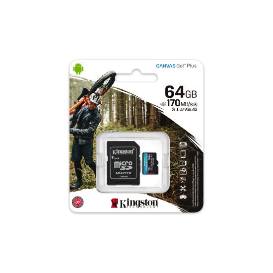 Kingston Technology Canvas Go! Plus mémoire flash 64 Go MicroSD Classe 10 UHS-I