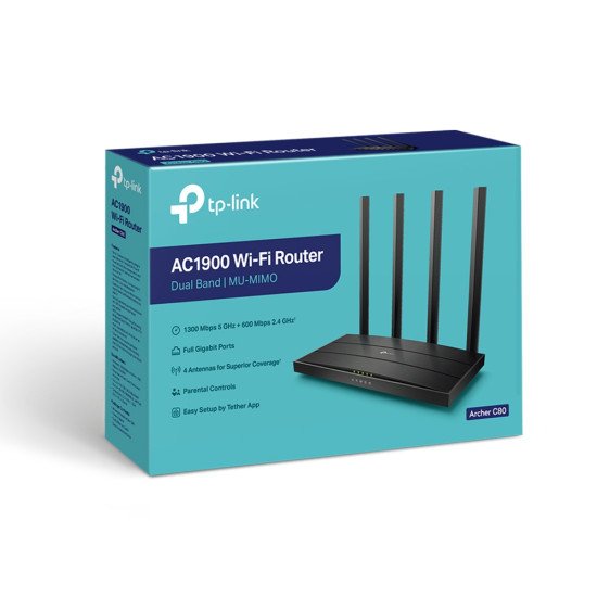 TP-LINK Archer C80 routeur sans fil Bi-bande (2,4 GHz / 5 GHz) Gigabit Ethernet Noir