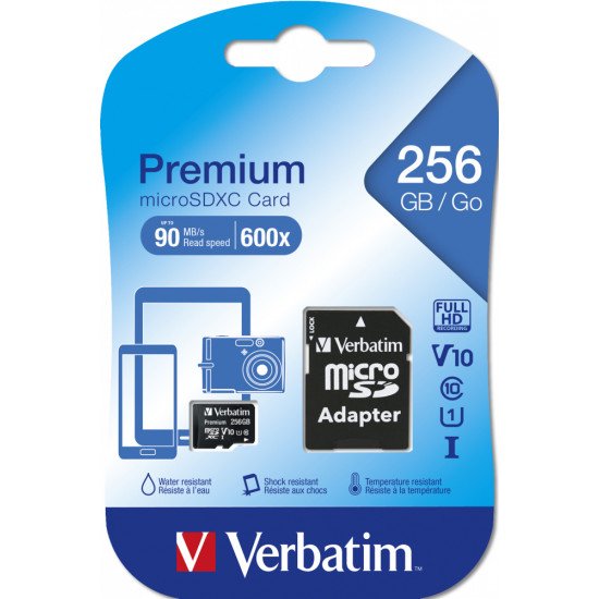 Verbatim Premium U1 256 Go MicroSDXC UHS-I Classe 10