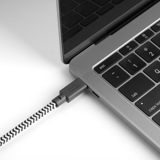 Native Union BELT-C-HDMI-ZEB-3 câble vidéo et adaptateur 3 m HDMI Type A (Standard) USB Type-C Noir, Blanc