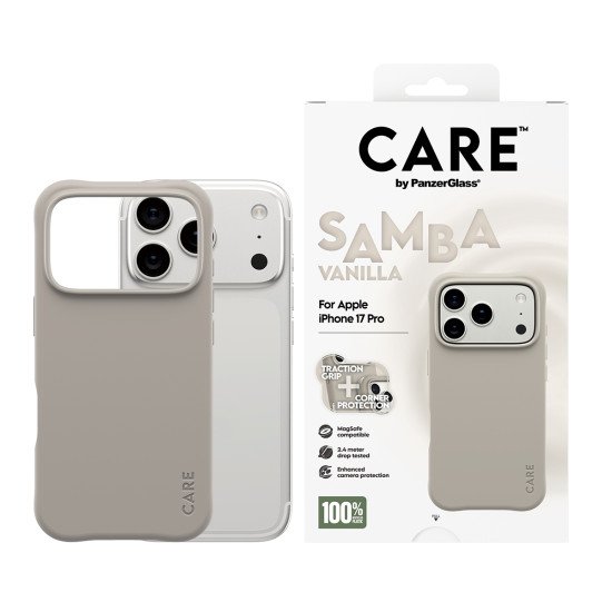 PanzerGlass CARE by ® Fashionable Case Samba Vanilla w. MagSafe iPhone 17 Pro coque de protection pour téléphones portables Housse Beige PanzerGlass CARE by ® Fashionable Case Samba Vanilla w. MagSafe iPhone 17 Pro coque de protection pour téléphones portables Housse Beige