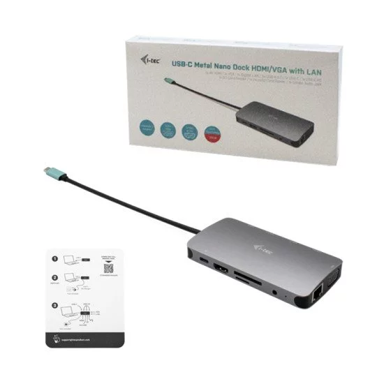 i-tec Metal USB-C Nano Dock HDMI/VGA with LAN + Power Delivery 100 W i-tec Metal USB-C Nano Dock HDMI/VGA with LAN + Power Delivery 100 W