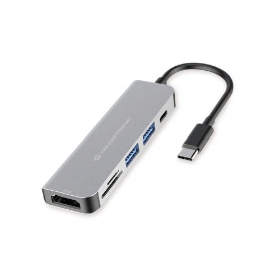 Conceptronic DONN02G hub & concentrateur USB 3.2 Gen 1 (3.1 Gen 1) Type-C 5000 Mbit/s Aluminium