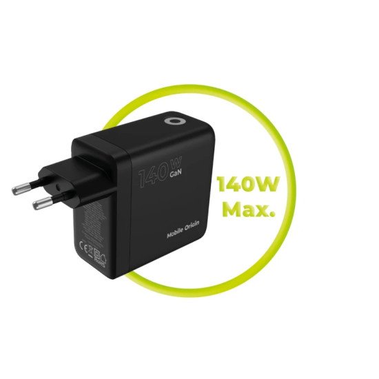 Mobile Origin MO-140WDCH-PW21 chargeur d'appareils mobiles Universel Noir Secteur Charge rapide Intérieure