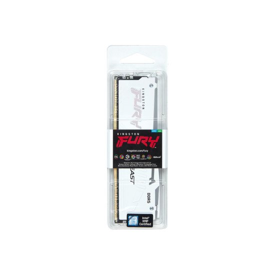 Kingston Technology FURY Beast 16GB DIMM 5200MT/s DDR5 CL36 White RGB EXPO module de mémoire