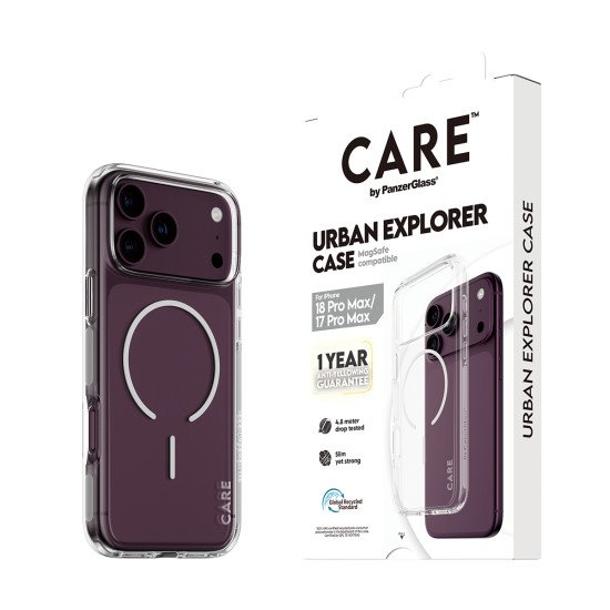 PanzerGlass CARE™ by ® Urban Explorer Case Transparent w. White Magsafe iPhone 2026 Pro Max | 17 Pro Max coque de protection pour téléphones portables Housse