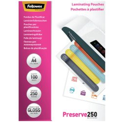 Fellowes Pochettes brillantes A4 250 microns - Paquet de 100 Fellowes Pochettes brillantes A4 250 microns - Paquet de 100