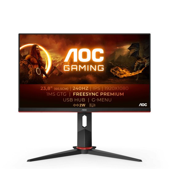 AOC G2 24G2ZU/BK LED écran PC 23.8" 1920 x 1080 pixels Full HD Noir, Rouge