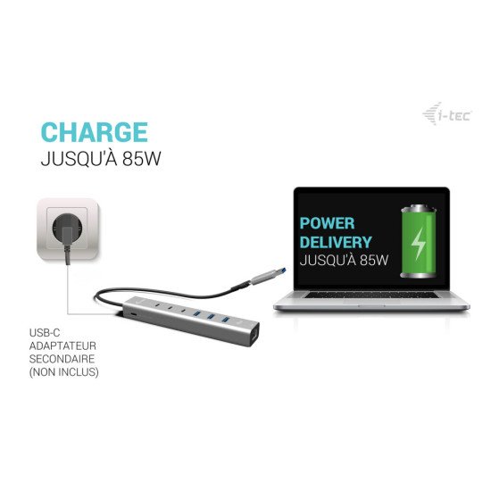 i-tec USB-C/USB-A Metal HUB 6 port (3x USB-C, 3x USB-A), LAN, Power Delivery 85W