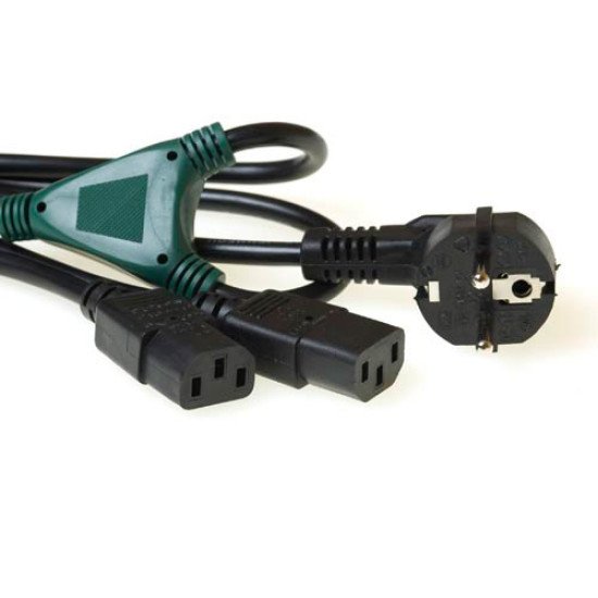 ACT 230V splitcable schuko male - 2 x C13 Noir 1 m