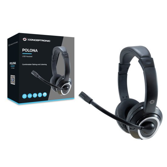 Conceptronic POLONA Casque Avec fil Arceau Appels/Musique USB Type-A Noir