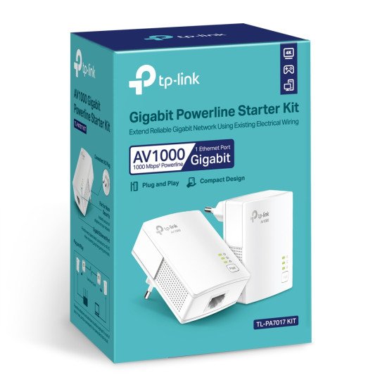 TP-LINK TL-PA7017 KIT Adaptateur réseau CPL 1000 Mbit/s Ethernet/LAN Blanc 2 pièce(s) TP-LINK TL-PA7017 KIT Adaptateur réseau CPL 1000 Mbit/s Ethernet/LAN Blanc 2 pièce(s)