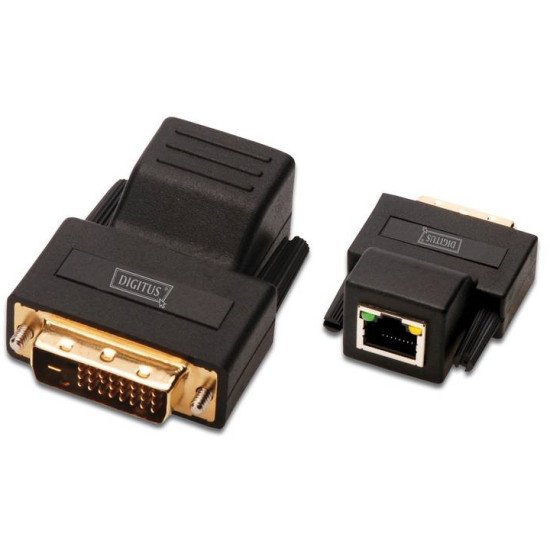 Digitus DS-54101 adaptateur et connecteur de câbles RJ-45 F DVI-D M Noir
