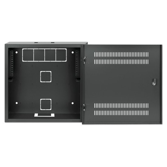 Intellinet Coffret mural 19" extra-plat avec rails 4U horizontaux et 2U verticaux, profondeur 170 mm, idéal AV/multimédia/surveillance, assemblé, noir RAL 7021