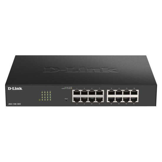 D-Link DGS-1100-16V2 Géré L2 Gigabit Ethernet (10/100/1000) Noir