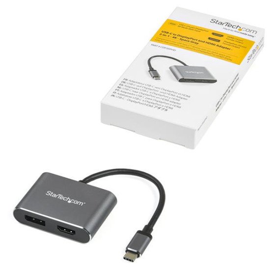 StarTech.com Adaptateur multiport USB-C vers DisplayPort ou HDMI - 4K 60 Hz - Convertisseur 2-en-1