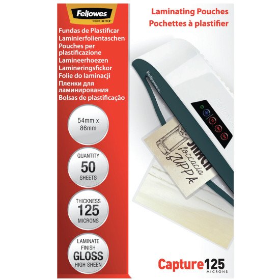 Fellowes Pochettes brillantes pour cartes 125 microns 54x86mm