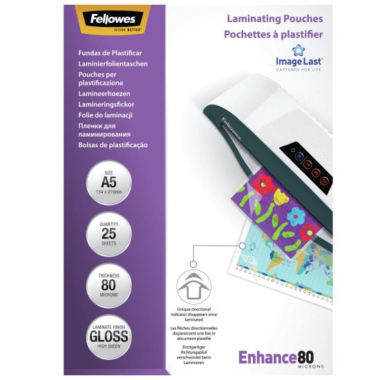 Fellowes Pochettes ImageLast A5 80 microns - Paquet de 25