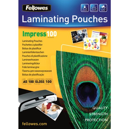 Fellowes Pochettes brillantes A5 100 microns - Paquet de 100