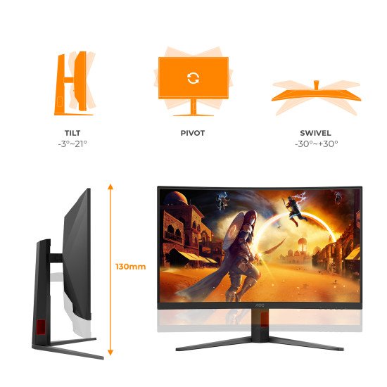 AOC G4 C32G4Z écran PC 80 cm (31.5") 1920 x 1080 pixels Full HD LCD Noir, Rouge