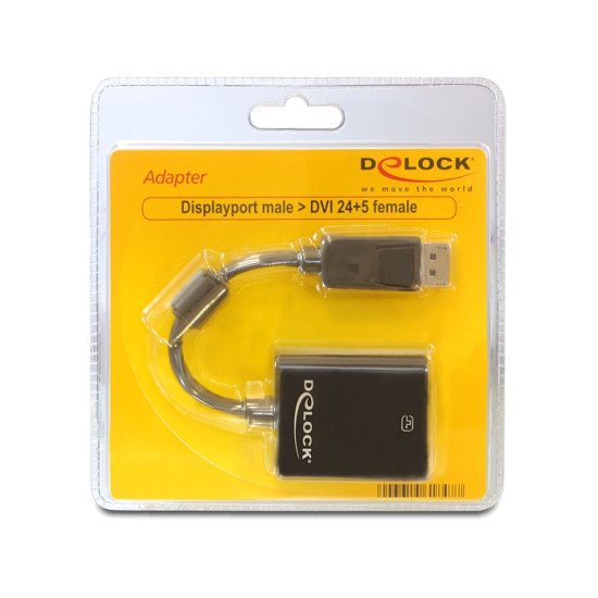 DeLOCK 61847 adaptateur et connecteur de câbles DisplayPort M DVI-I F Noir