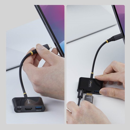 StarTech.com Adaptateur Multiport USB-C vers HDMI avec Charge PD 140W, HDMI 4K 60Hz, Hub USB 5 Gbps, Mini Dock pour MacBook / Dell / Thinkpad / HP / iPad / Tablettes