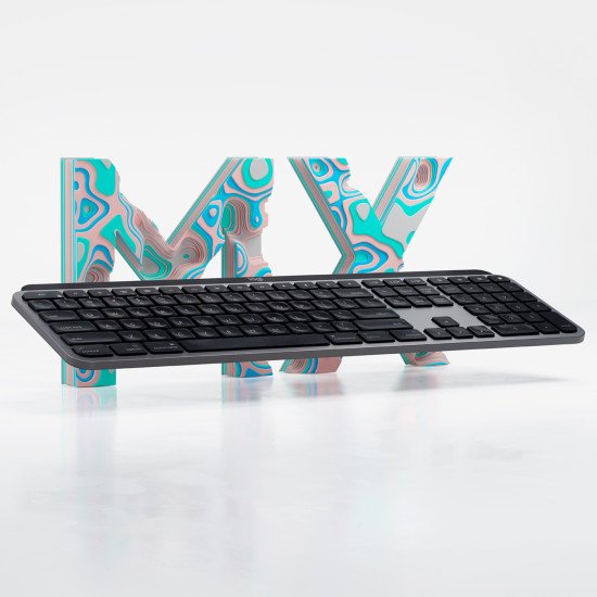 Logitech MX Keys for Mac clavier RF sans fil + Bluetooth AZERTY Français Aluminium, Noir