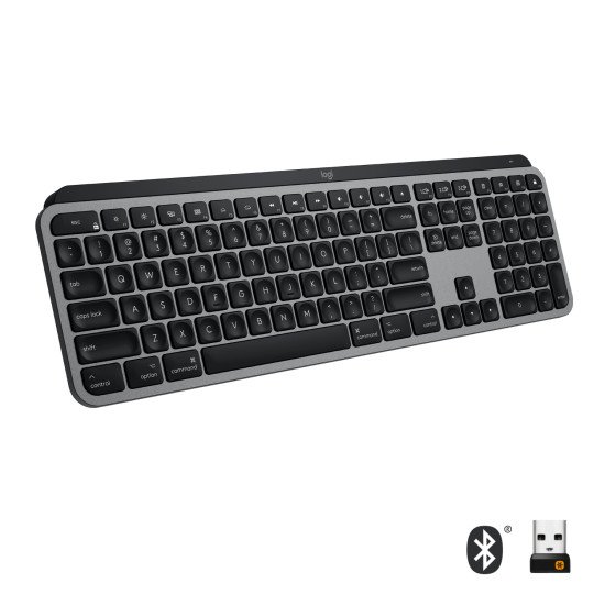 Logitech MX Keys for Mac clavier RF sans fil + Bluetooth QWERTZ Aluminium, Noir