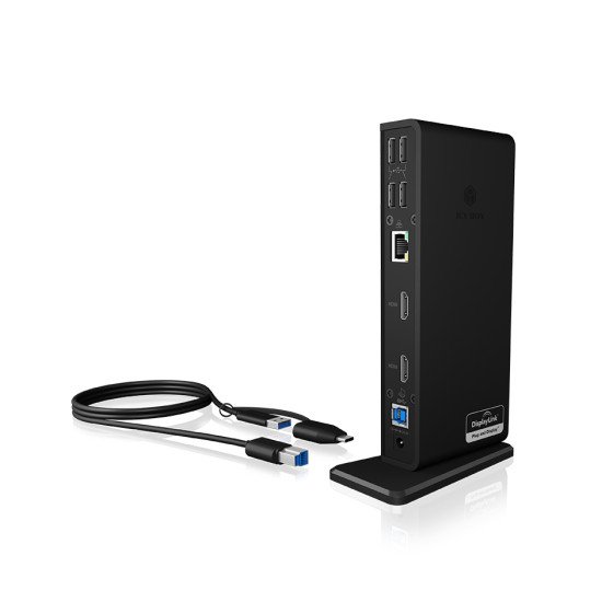 ICY BOX IB-DK2251AC Avec fil USB 3.2 Gen 2 (3.1 Gen 2) Type-A Noir