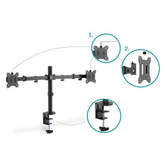 Digitus DA-90400 support d'écran plat pour bureau 81,3 cm (32") Pince/boulon Noir