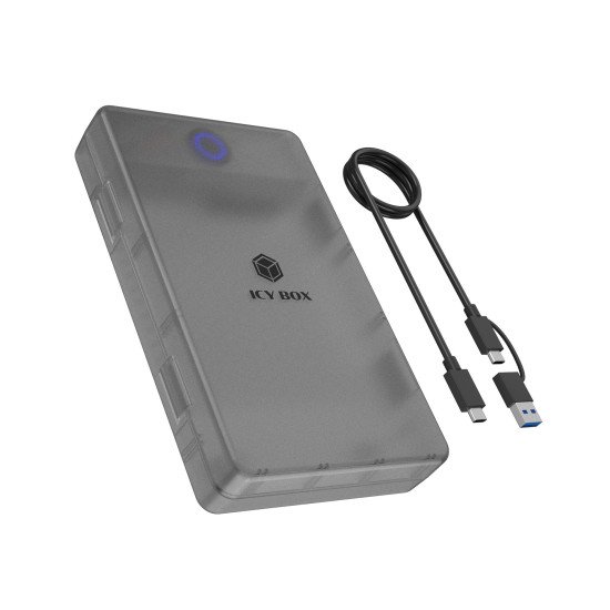 ICY BOX Spade Base 388 Boîtier disque dur/SSD Noir, Transparent 2.5/3.5"