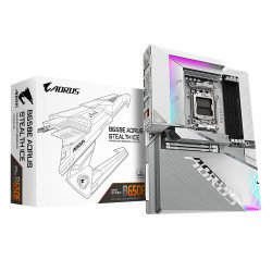 GIGABYTE B650E AORUS STEALTH ICE - Prend en charge les processeurs AMD Ryzen 9000, VRM 12+2+2 phases, jusqu'à 8000MHz DDR5 (OC), 1xPCIe 5.0 M.2 + 3xPCIe 4.0 M.2, Wi-Fi 7, LAN 2.5GbE, USB 3.2 Gen 2x2 GIGABYTE B650E AORUS STEALTH ICE - Prend en charge les processeurs AMD Ryzen 9000, VRM 12+2+2 phases, jusqu'à 8000MHz DDR5 (OC), 1xPCIe 5.0 M.2 + 3xPCIe 4.0 M.2, Wi-Fi 7, LAN 2.5GbE, USB 3.2 Gen 2x2