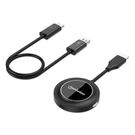 Manhattan Kit de présentation sans fil HDMI 1080p, ensemble de 2 pièces avec récepteur HDMI et émetteur HDMI type dongle, pour diffusion vidéo sans fil depuis un ordinateur portable, une tablette ou un smartphone vers un téléviseur ou un projecteur HDMI, 