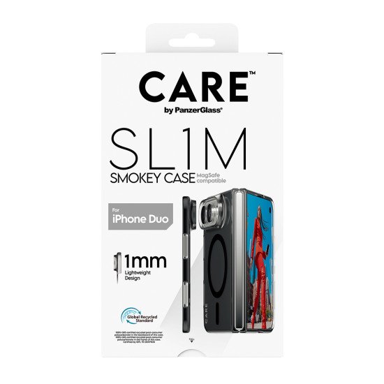 PanzerGlass CARE™ by ® SL1M Case Smokey w. Black MagSafe iPhone Duo coque de protection pour téléphones portables Housse Noir