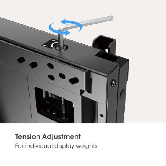 Manhattan Support mural pour téléviseurs et moniteurs de 55 à 75 pouces, hauteur réglable sans outil, VESA 200x200 à 600x600 mm, charge max. 65 kg, noir, vérifiez les quatre trous de montage au dos de l'écran