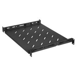 Intellinet Étagère fixe réglable 19", 1U, profondeur 350 mm, rails réglables de 350 à 550 mm, charge max. 20 kg, noire, garantie à vie